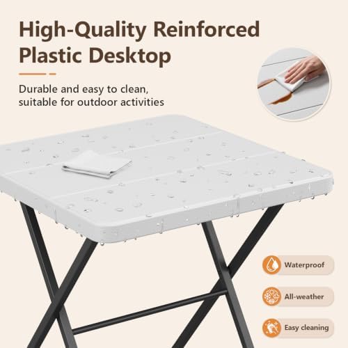 Folding Table and Chairs, 27" Square Folding Table with 2 Folding Chairs