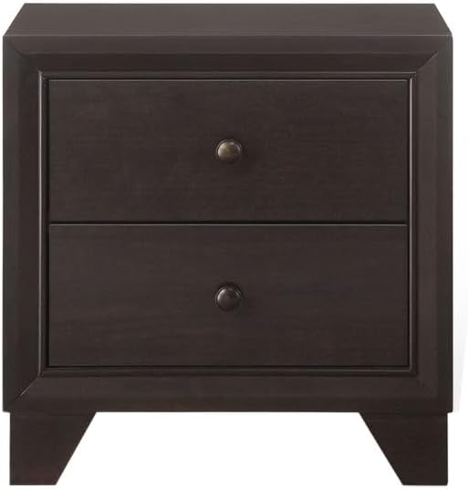 Nightstand with 2 Drawers in Espresso Finish,for Small Spaces