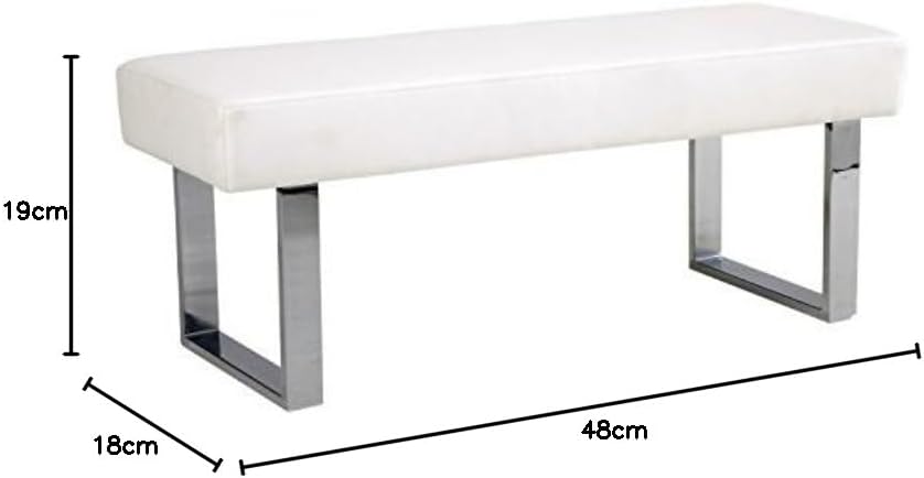 Armen Living Amanda Bench in White and Chrome Finish 48"x18"x19"