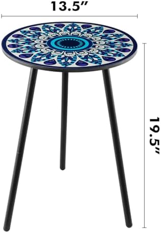 Outdoor Side Table Set of 2 Patio Side Tables for Outside Black End Tables Sm...