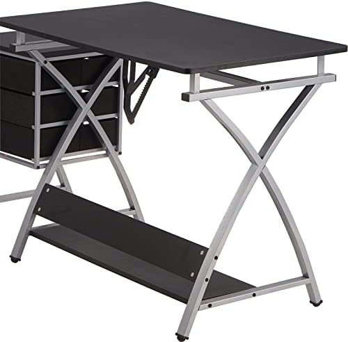 Adjustable Drafting Table for Artists with Stool, Sturdy X-Cross Metal Frame ...