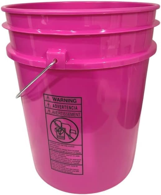 House Naturals 5 Gallon Magenta Pink Food Grade Bucket with Screw on Lid- Pac...