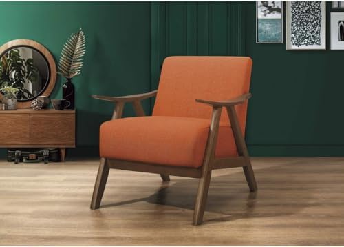 Lexicon Mid Century Modern Accent Chair with Solid Wood Frame in Walnut Finis...