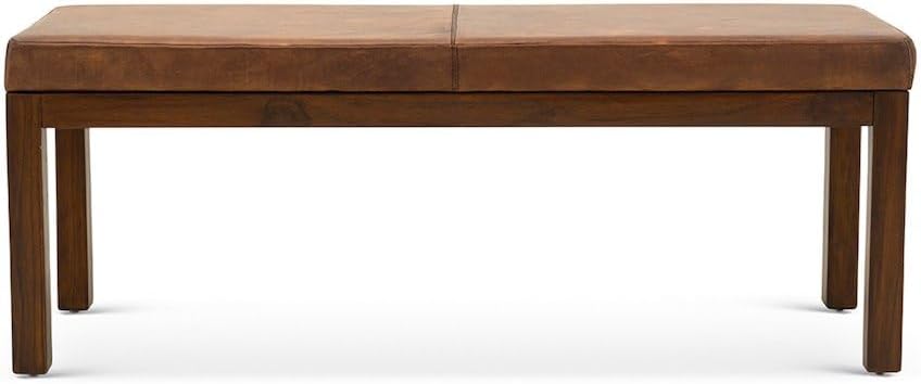 Furnifact Beige Leather Bench with Lines, Perfect for Entryway, Bedroom, or D...