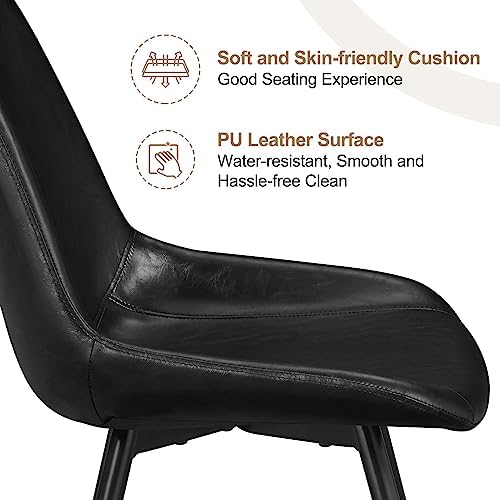 Yaheetech Dining Chairs Set of 2 Mid Century Modern Kitchen Chairs Black