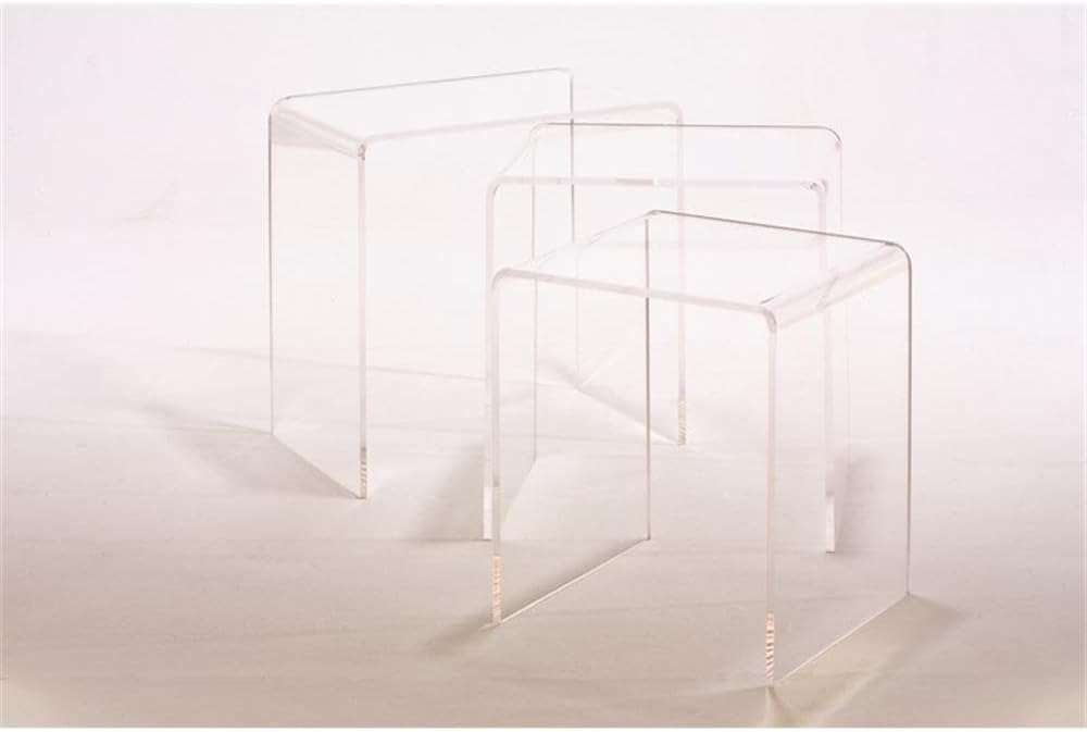 Pemberly Row Clear Acrylic Nesting Tables, Lucite Material, Waterfall Edge De...