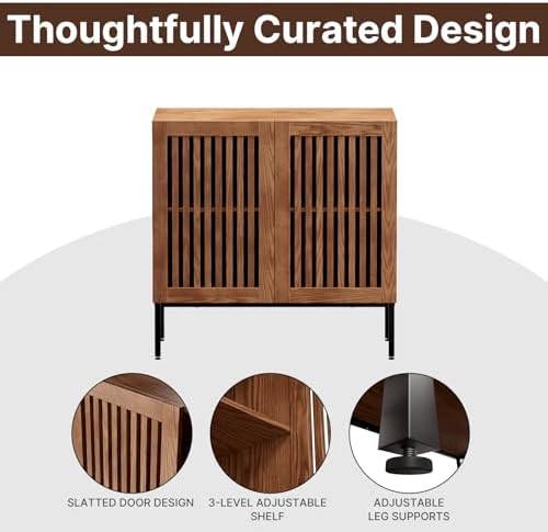 BVIUNTWO Storage Cabinet, Modern Coffee Bar with Adjustable Shelf and Metal B...