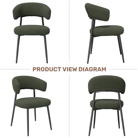 Dining Chairs Set of 6, Mid Century Modern Kitchen Chairs, Boucle Upholstered...