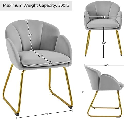Yaheetech Flower Shape Vanity Chair with Petal Armrests, Gray