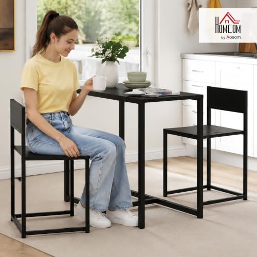 HOMCOM Small Dining Table Set for 2 Compact for Small Spaces, Black