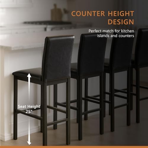 Homelegance Tempe Dining Counter Height Chair (Set of 4), Faux Leather, Dark ...