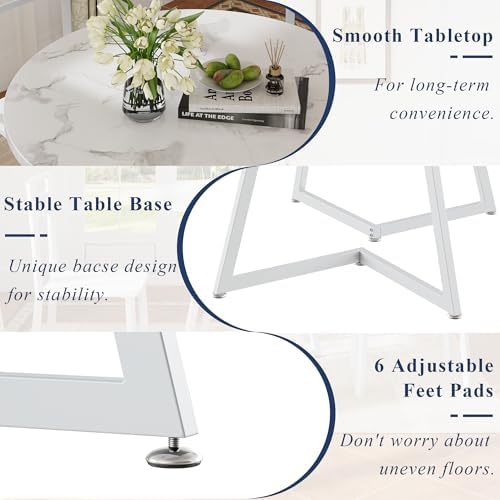 VECELO Small Round Dining Table Set for 2, Wood Tabletop with Strong Metal Fr...
