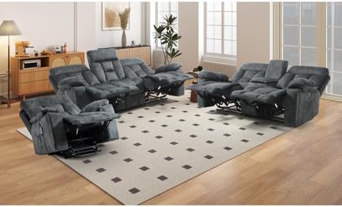 EBELLO 2 Pieces Recliner Sofa Couch Furniture Set, Overstuffed Reclining Love...
