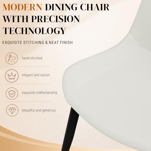 Dining Chairs, Modern PU Leather Dining Room Chair with Sturdy Metal Legs, Up...