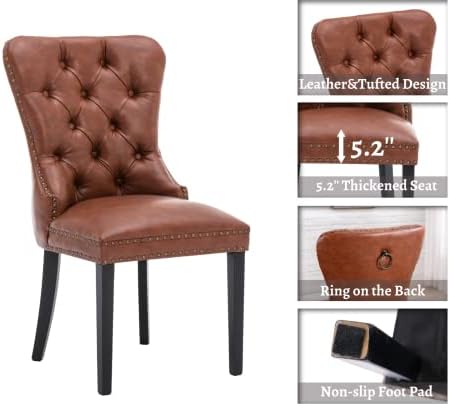 EALSON Modern Dining Chairs Set of 6 Mid Century Leather Dining Room Chairs w...