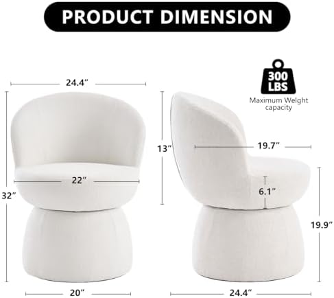 Kidol & Shellder Swivel Accent Chair Set of 4 Modern Comfy Swivel Barrel ...
