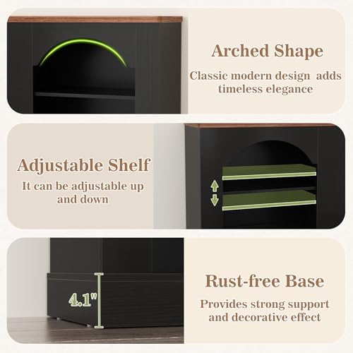 Unikito 94" Long Arched Console Table with LED Light & Adjustable Shelf
