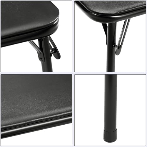 VECELO Card Table and Chair Set 3 Piece, Square Stitched, Black