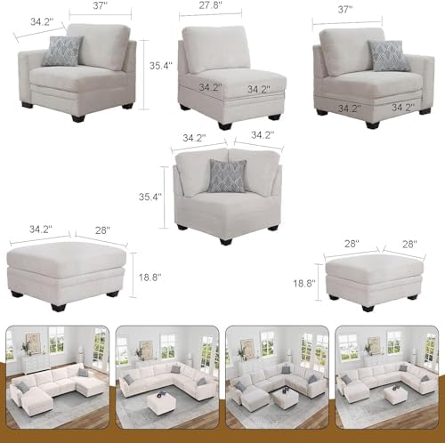Legend Vansen Oversized Modular Sectional Sofa,U/L-Shaped Corduroy Couch with...