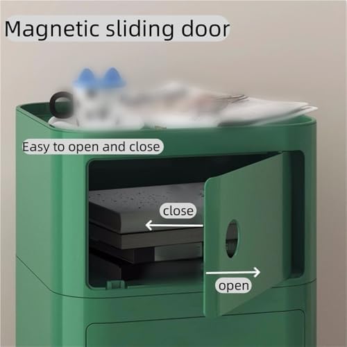 Movable Square Nightstand, Plastic Side Table with Universal Wheels, Multifun...