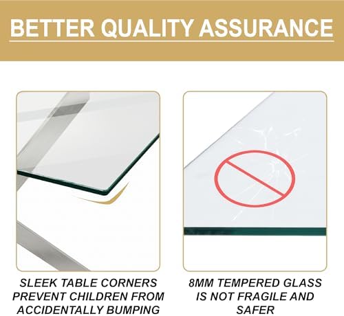 5 Piece Dining Table Set for 4, Modern Tempered Glass Kitchen Table with 4 Up...
