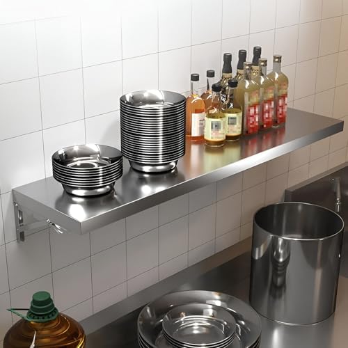 Wall Mounted Folding Table, Stainless Steel, 39.4 x 15.7 Inch