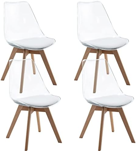ANOUR Dining Chairs Set of 4, Modern Kitchen Clear Acrylic Accent Dinner Chai...