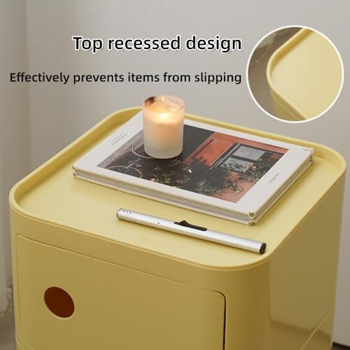 Square Night Stand with Magnetic Door, Plastic Stackable Small Storage Cabine...