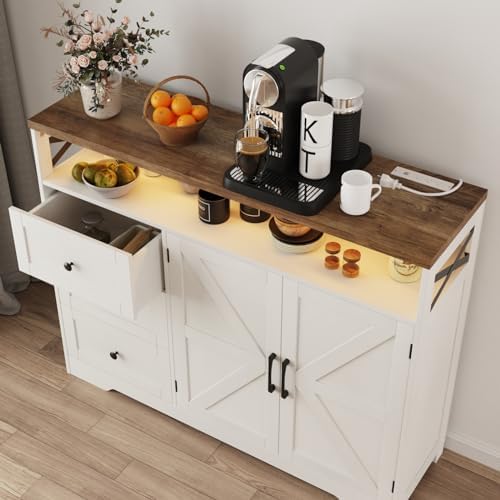 Befrases Farmhouse Buffet Cabinet with Drawers & Open Shelf