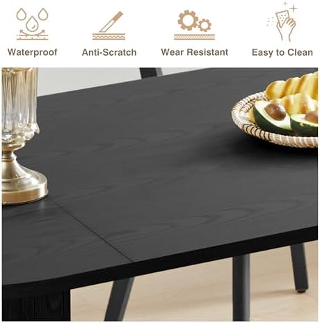 70.8 Inch Dining Table for 4-6 People, Oval Kitchen Table with Semi-Cylindric...