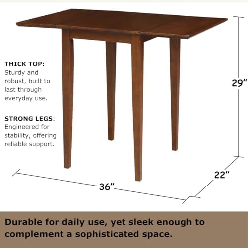 IC International Concepts Solid Wood Drop Leaf Table, 36", Unfinished