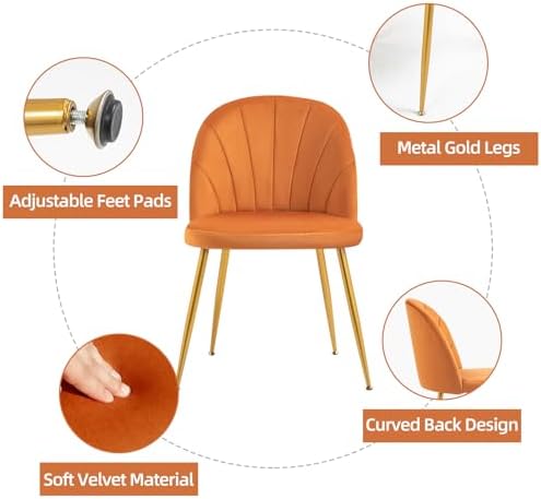 Velvet Dining Chairs Set of 4, Upholstered Mid Century Modern Dining Chairs, ...