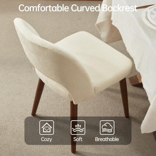 Usaint Wooden Dining Chairs Set of 2, Fabric Dining Room Chairs, Beige