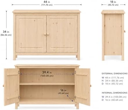From the Tree Furniture 44" Solid Pine Shaker Sideboard, Unfinished