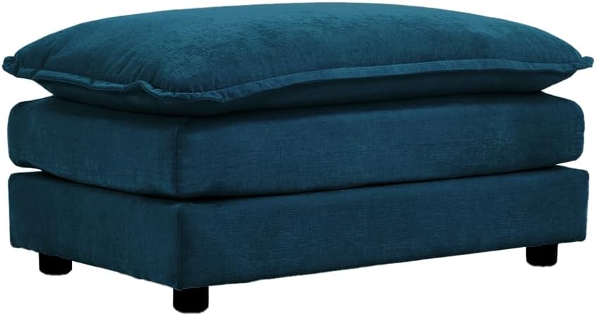 Chenille Ottoman Footrest for 2, 3, 4 Seater Sofa, Blue (Blue + Chenille-1)