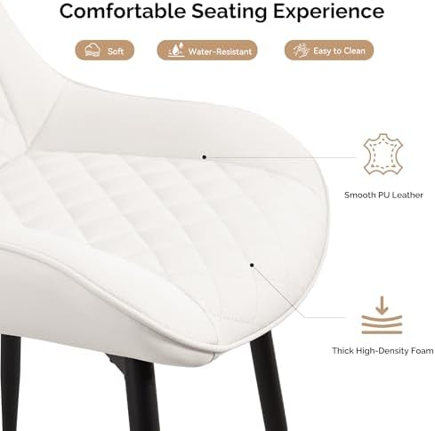 Dining Chair Set of 6, Modern Dining Chairs with Thick Cushions, Faux Leather...