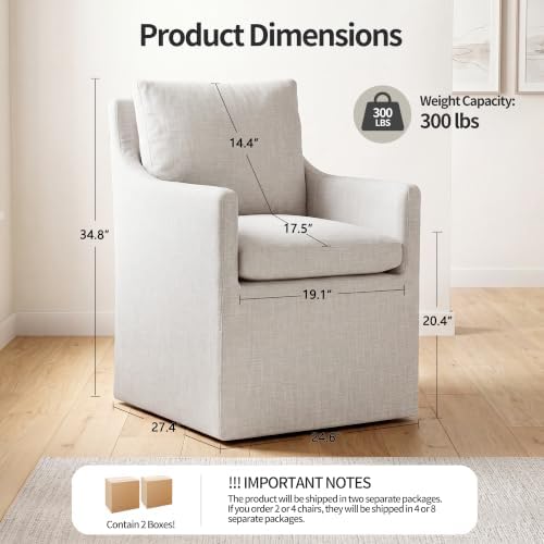DUHOME Upholstered Dining Chairs Set of 2,Linen Accent Chair for Living Room,...