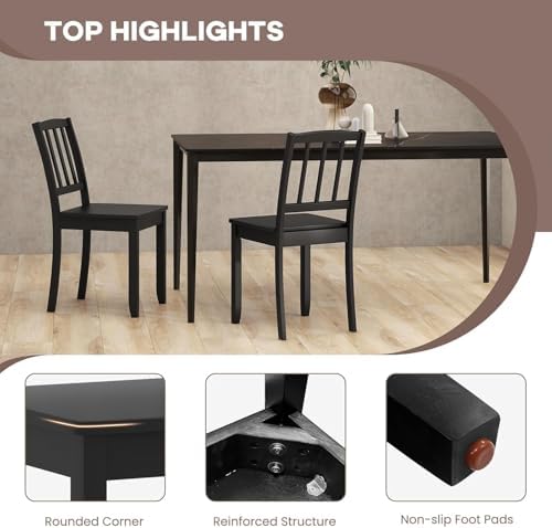 NAFORT Wood Dining Chairs Set of 6, Black Kitchen Chairs with Solid Rubber Wo...