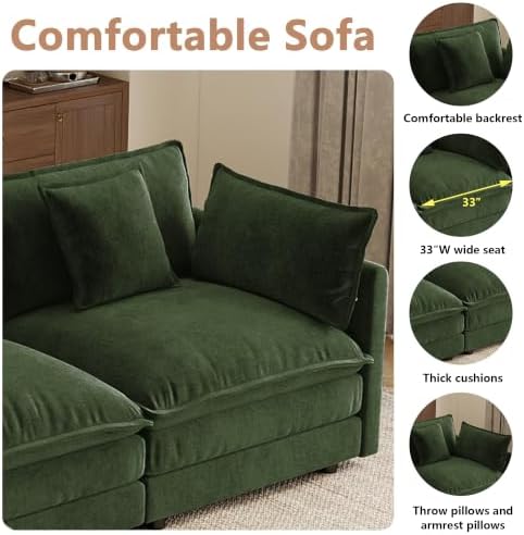 mikibama Modular Sectional Sofa, 70.8 Inch L Shaped Couch Set for Living Room...
