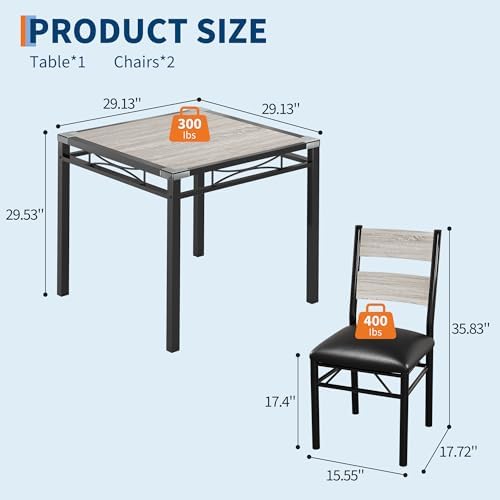 IDEALHOUSE Dining Table Set for 2 with Corner Protector, Kitchen Table Chairs...