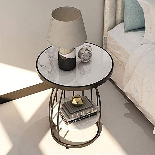 Telephone Table, Side Table Living Room 2-Tier Marble Small Round Table Sofa ...