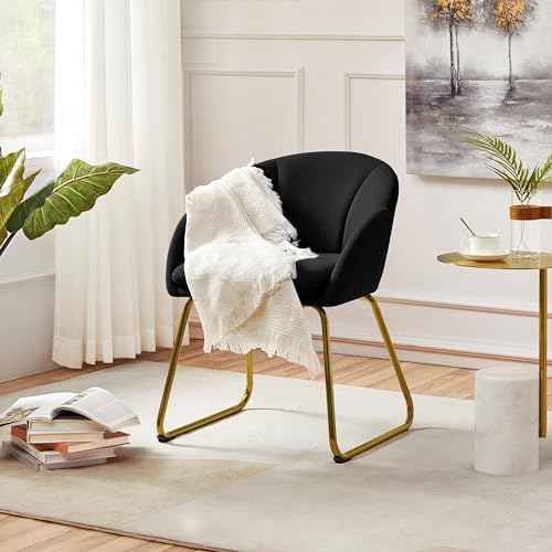 Yaheetech Flower Shape Vanity Chair with Petal Armrests, Black