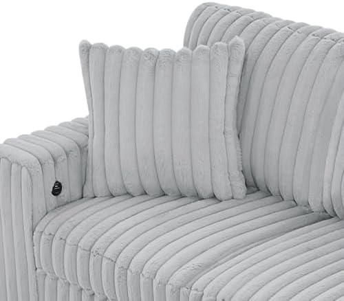 THSUPER 122-Inch Oversized U Shaped Plush Corduroy Fluffy Sectional Sleeper S...