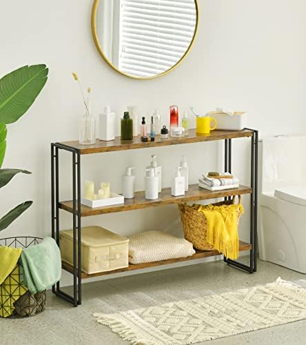 HCHQHS 3-Tier Rustic Wood and Metal Industrial Bookshelf for Home Office, Bed...