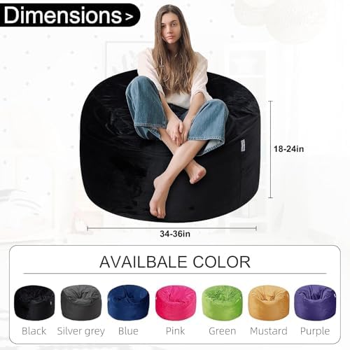 HABUTWAY Bean Bag Chair 3Ft Luxurious Velvet Ultra Soft Fur with High Rebound...