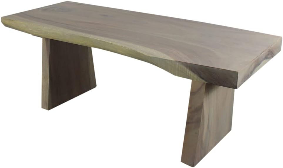 Haussmann Natural Edge Solid Wood Bench, Grey, 48x18x18 in