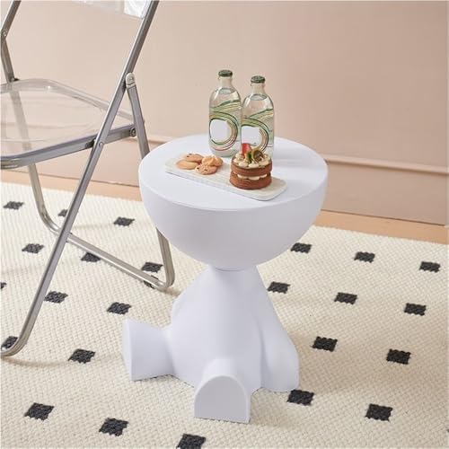 Side Table, Bedside Table with Storage, Round End Table, Balcony Table, Suita...