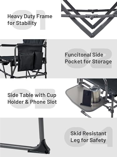 TIMBER RIDGE 400lbs Heavy Duty Camping Chair Portable Directors Chair