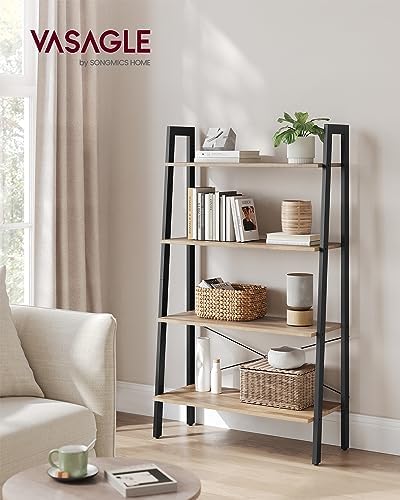 VASAGLE Ladder Shelf, Bookcase Book Shelf, Storage Shelves, 4-Tier, 31.5In