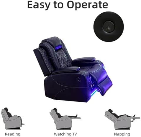 Power Recliner Sofa Set, Black Leather 3 Pieces Sectional Couch, Living Room ...